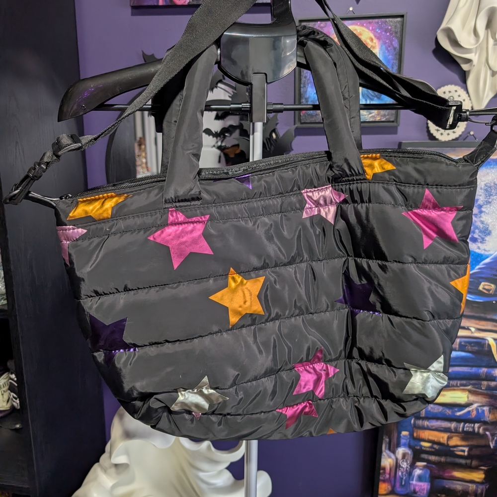 No Boundaries Black Tote with Colorful Star Accents
